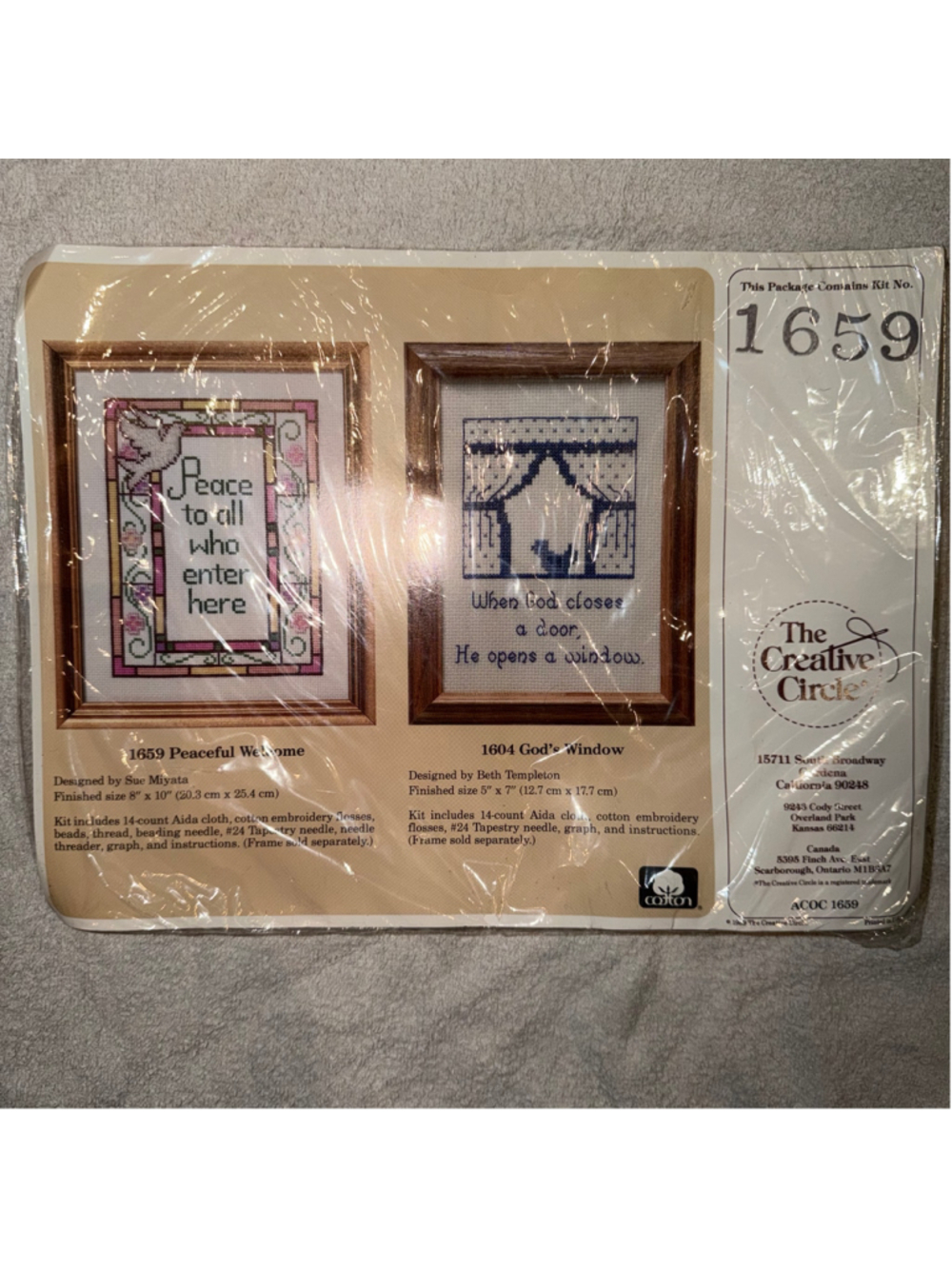 Vintage NOS 1988 Peace To All Who Enter Creative Circle Cross Stitch Kit #1659